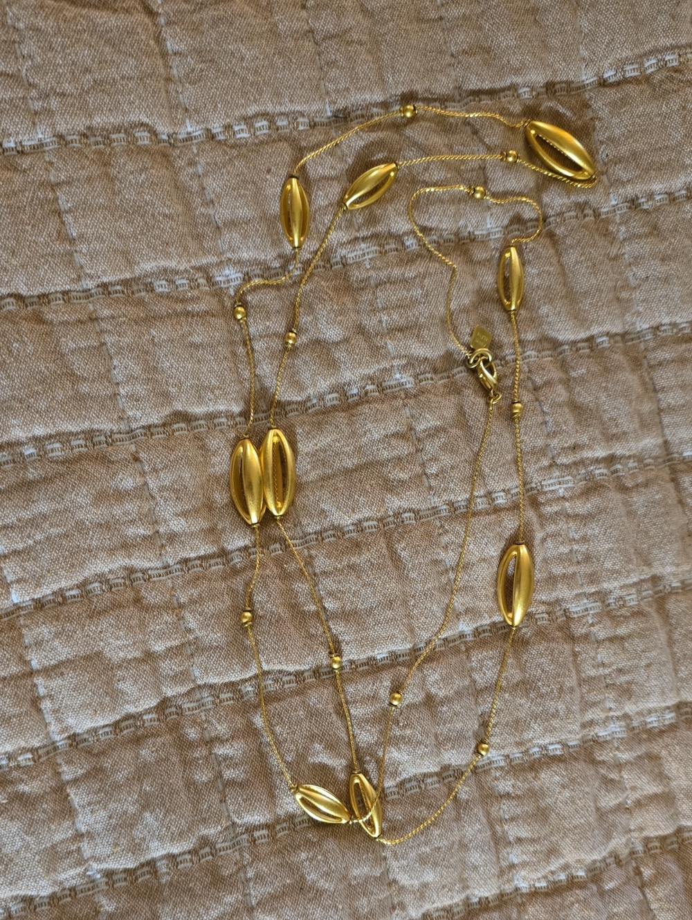 Anne Klein Long Gold Bead Station Necklace